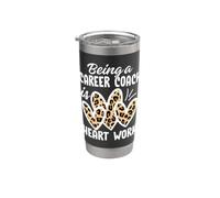 Essere un coach di carriera è Heart Work Leopard Print Bicchiere termico in acciaio inox doppia parete