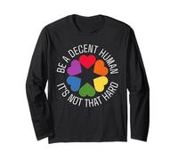 Essere Un Essere Umano decente Non è così Difficile LGBT Retro Hearts Pride Maglia a Manica