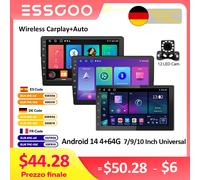 ESSGOO 2 Din Android Autoradio Carplay 7 9 10 pollici Lettore video multimediale per auto Radio stereo GPS per Tesla Style Nissan Hyundai 9 inch