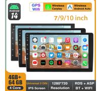 ESSGOO 7 "/9"/10 "2 DIN Android 14 4 + 64G Car Stereo per auto Carplay Android Auto GPS SAT Navi Bluetooth FM RDS Radio WIFI Touchscreen 7inch Carplay Cam