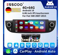 ESSGOO Android 14 4 + 64G Autoradio Per Fiat 500 2007-2015 Wireless Carplay WIFI Lettore Multimediale di Navigazione