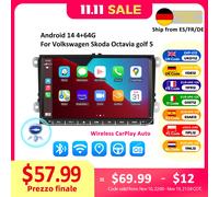 ESSGOO Android 14 Autoradio Per Volkswagen Passat b6 b7 golf 5 6 Polo Jetta Skoda Auto Lettore Multimediale GPS WiFi RDS Carplay