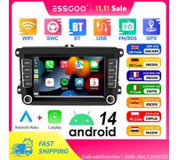 ESSGOO Autoradio 7" Android 14 4G+64G Apple Carplay GPS NAVI WIFI RDS FM Bluetooth per VW Golf 5 6 Passat Polo 6R Touran Tiguan Caddy EOS Jetta Seat Skoda Schermo Tattile Mirror Link USB Android Auto