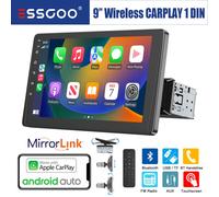ESSGOO Autoradio 9" Single DIN con CarPlay wireless, Android Auto, schermo IPS, FM, Bluetooth vivavoce, USB, AUX, TF, SWC e Mirror Link