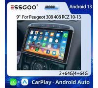 ESSGOO Autoradio Android 13 GPS Navigazione CarPlay senza fili Android Auto per Peugeot 308 408 RCZ 2010-2013 USB Tipo-C WIFI FM RDS BT Mirror Link 9" 2 Din Lettore Multimediale Video