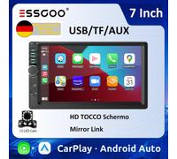 ESSGOO Autoradio da 7 pollici Carplay Android Auto 2 DIN AUX FM Bluetooth USB TF Touchscreen Mirror Link