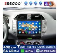 ESSGOO CarPlay 4G WIFI per Apple Android Auto Radio per Fiat Bravo 2007 2008 2009-2012 Schermo Multimediale Stereo GPS, RDS, Telecamera