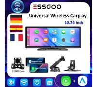 ESSGOO Lettore MP5 Carplay wireless portatile da 10,26 pollici BT Touch Srceen Android Auto Autoradio per Apple Android Video