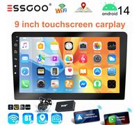 ESSGOO Schermo Tattile da 9 Pollici 2 DIN Autoradio Android14 Carplay Wireless Android Auto Riproduzione GPS Nav WiFi FM RDS Controllo del Volante Mirror Link Bluetooth Schermo Diviso Ingresso