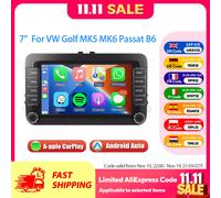 ESSGOO Schermo Tattile IPS da 7" Android 14 Android Auto CarPlay Autoradio Radio Multimediale GPS Navigazione WIFI RDS FM Bluetooth per VW Golf 5 6 Passat B6 B7 Polo Touran Tiguan
