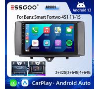 ESSGOO Schermo Touchscreen HD 9" 2 DIN Android 13 Autoradio CarPlay Android Auto Navigazione GPS WiFi BT RDS per Mercedes Benz Smart Fortwo 451 2011-2015 Lettore Multimediale Video