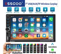 ESSGOO Unità principale autoradio 7 pollici Wireless Apple CarPlay Android Auto Doppio DIN Radio AUX FM Bluetooth USB TF Mirror Link
