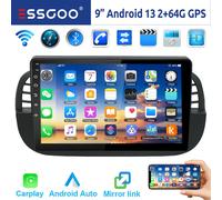 ESSGOO Wireless Apple Carplay Android Auto Per Fiat 500 2007-2015 9 "Android 13 64G Auto Stereo GPS WIFI RDS Bluetooth FM EQ USB 2GB 64GB