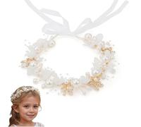 Esshogo 1 pezzo Capelli della ragazza Pezzo da sposa, Vine Strass DonneFascia, Copricapo Sposa per Capelli, Coroncina di Fiori, Nastro Elastico Regolabile Cerchietto, Perla Corona Stra