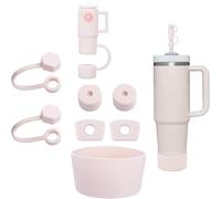 Esshogo 9 pezzi accessori per tazza, copertura per cannuccia Stanley, tappo in silicone a prova di perdite, guarnizione Stanley Cup, accessori rosa