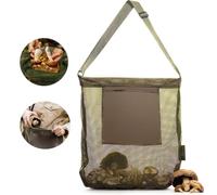 Esshogo Borsa Funghi Rete, Borsa per La Caccia Ai Funghi, Accessori per Raccolta Funghi, Regolabile Traspirante Camping Outdoor Frutta e Verdura Raccolta Foraging Bag