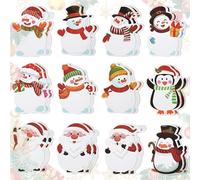 Esshogo Confezione da 24 note adesive per Natale, blocco note natalizio, 11 x 8 cm, foglietti adesivi, per Babbo Natale, pinguino, pupazzo di neve