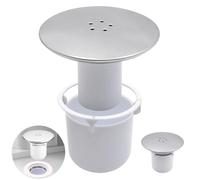 Esshogo Coperchio per scarico doccia, universale, per sifone, coperchio di ricambio per doccia, scarico doccia, 90 mm/115 mm, coperchio doccia in plastica cromata con cestello