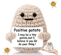 Esshogo Mini patata positiva, Idea Regalo Originale e Motivazionale, Positive Potato Knitted,Mini Positive Potato con Carta Ispiratrice per Amici Regalo di Festa di Compleanno, Cachi
