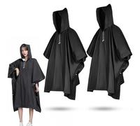 Esshogo Poncho antipioggia 2 pezzi nero impermeabile impermeabile riutilizzabile poncho pioggia leggero poncho pioggia per adulti - donna e uomo per campeggio, escursionismo, viaggi, ciclismo, Nero ,