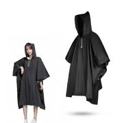 Esshogo Poncho, Cappellino antipioggia nero, impermeabile riutilizzabile, poncho antipioggia leggero, impermeabile con cappuccio per adulti - donna e uomo per campeggio, escursionismo, viaggi,