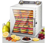 Essiccatore Acciaio Inox 800W Per Alimenti, Con 6-18 Vassoi, Timer e Temperatura Regolabili, Macchina Essiccatrice Professionale Per Carne, Frutta, Verdura, Yogurt ed Erbe(12Layers)