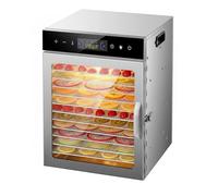 Essiccatore Alimentare 6-18 Ripiani, 400/800w, Display Lcd, Temperatura 30-90°c, Timer Digitale 24h, Circolazione Aria 360°, Essiccazione Uniforme per Frutta, Carne, Verdura Ed Erbe(12 floors)
