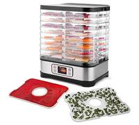 Essiccatore Alimentare 8 Ripiani 400W - Premium Acciaio Inox con Timer & Controllo Temperatura 35-70°C, Disidratatore per Beef Jerky, Frutta Secca & Verdure, Senza BPA, Nero Argento