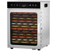 Essiccatore Alimentare Acciaio Inox, 12 Vassoi, 24 Ore Timer, 30-90°C Temperatura Regolabile, 800W Essiccatore Frutta e Verdura, per Carne Secca, Frutta, Verdura, Erbe Aromatiche, Dolcetti per Cani