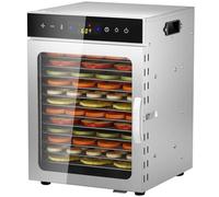 Essiccatore Alimentare Acciaio Inox, 12 Vassoi Con Display LCD, 24 ore Timer, 30-90°C Temperatura Regolabile,800W Essiccatore di Frutta e Verdura, Vassoi Lavabili in Lavastoviglie (12 lastre)
