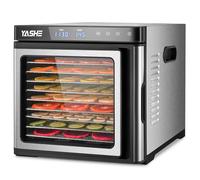 Essiccatore Alimentare in Acciaio Inox, Regolazione Precisa della Temperatura (35-75°C), Timer di 48 Ore, 9 Vassoi in Acciaio Inox, 2 Setacci in Rete, 1 Vassoio per Rotoli di Frutta, 1000W