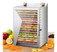 Essiccatore Alimenti Professionale Acciaio Inox 800W Con Porta Vetro e Timer Regolabile, Multiuso Per Carne Secca, Frutta Disidratata, Verdura, Yogurt ed Erbe Aromatiche(18Layers)