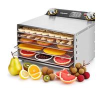 Essiccatore Alimenti Professionale Acciaio Inox 800W Con Porta Vetro e Timer Regolabile, Multiuso Per Carne Secca, Frutta Disidratata, Verdura, Yogurt ed Erbe Aromatiche(6Layers)
