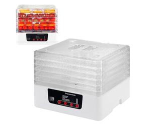 Essiccatore Elettrico, 350W Essiccatore Alimentare Multiuso, Disidratatore con Display a LED, Temperatura Regolabile 35-70°C, Timer di 48 ore, 5 contenitori trasparenti Impilabili e Removibili