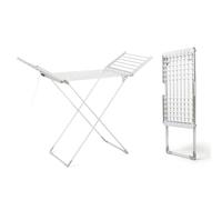 Essiccatore elettrico pieghevole con ali touch screen 6 livelli di temperatura - 20 barre riscaldate, timer 12 h, temperatura regolabile 35-60 ºC, alluminio, asciugatura rapida biancheria 15 kg, 230 W