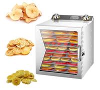 Essiccatore for alimenti con 14 strati in acciaio inossidabile, essiccatore a congelamento da 1000 W con timer digitale e controllo della temperatura, circolazione a 360°, essiccatore(12layers)