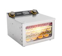 Essiccatore in acciaio inox 400 W | disidratatore alimentare con 6 griglie | disidratatore con timer e regolatore di temperatura 30 - 90 °C | essiccatore per frutta, funghi, carne, erbe aromatiche