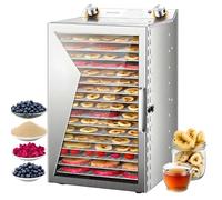 Essiccatore Inox Per Alimenti 800W Con Vassoi Grandi Capacità, Timer e Controllo Temperatura Preciso, Ideale Per Carne Secca, Frutta, Verdure, Dog Snacks ed Essiccazione Erbe(18Layers)