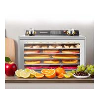 Essiccatore Inox Per Alimenti 800W Con Vassoi Grandi Capacità, Timer e Controllo Temperatura Preciso, Ideale Per Carne Secca, Frutta, Verdure, Dog Snacks ed Essiccazione Erbe(6Layers)