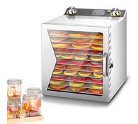 Essiccatore Per Alimenti, Elettrico Con Timer Da 12 Ore, Controllo Della Temperatura 30 A 90 °C, Per Frutta In Acciaio Inox Per Carne Secca, Manzo, Erbe Aromatiche(12Layer)