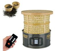 Essiccatore per tè piccolo, essiccatore elettrico per alimenti da 400 W con telecomando, base in acciaio inox e gabbia in bambù, temperatura regolabile, per essiccare tè, frutta, carne(Black)