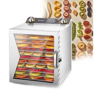 Essiccatore Professionale Per Alimenti in Acciaio Inox 304, 800W Con Vassoi Grandi Capacità, Timer e Temperatura Regolabili, Ideale Per Carne Secca, Frutta Disidratata ed Erbe(12Layers)