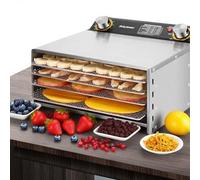 Essiccatore Professionale Per Alimenti in Acciaio Inox 304, 800W Con Vassoi Grandi Capacità, Timer e Temperatura Regolabili, Ideale Per Carne Secca, Frutta Disidratata ed Erbe(6Layers)