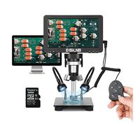 ESSLNB Microscopio 7" LCD Microscopio Digitale 1080FHD Immagine con 32G Carta Telecomando 8 Luci LED Regolabili&2 Luci di Riempimento Supporto in Metallo Ricaricabile Batteria al Litio