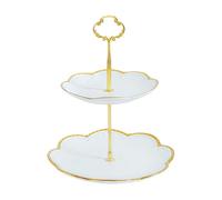 ESSMOKO Alzata per dolci Supporto per cupcake Set di ciotole per frutta a più livelli con manico a girasole per uso domestico per esporre snack caramelle e dolcetti oro 2 livelli