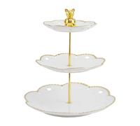 ESSMOKO Alzata per Torta Piatto da frutta in ceramica a più livelli per soggiorno uso domestico vassoio per snack frutta secca caramelle dessert tavolo oro 3 livelli