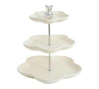 ESSMOKO Alzatina per dolci Vassoio per frutta e caramelle frutta secca e pasticceria set di contenitori in ceramica a più livelli colore crema e giallo 3 livelli