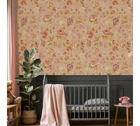 ESSMOKO Carta da Parati idrosol con fiori e piante colorate per soggiorno camera da letto ufficio sfondo decorazione adesivo da parete rosa chiaro 45 * 600cm