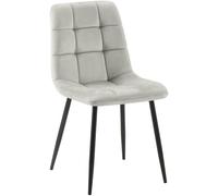 CLP Sedia da pranzo Antibes I Velluto I Sedia imbottita trapuntata I Sedia da cucina con protezioni per il pavimento, Colore:grigio