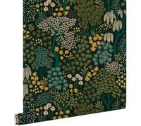 ESTAhome carta da parati alberi e fiori blu verde e giallo 50 x 900 cm
